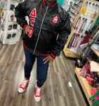 Delta Black Satin Bomber Jacket