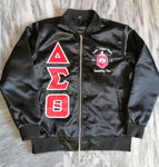 Delta Black Satin Bomber Jacket