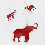Red enamel and silver pendant set