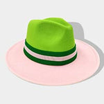 pink and green fedora