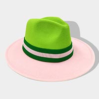 pink and green fedora