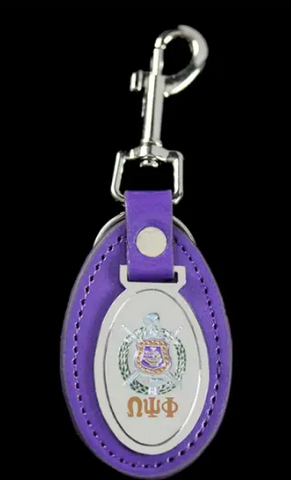 Omega Psi Phi Leather Key Fob