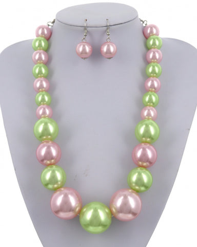 Oversize Pink and Green Pearls Pearls