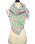 Pink and Green Polka Dot Scarf