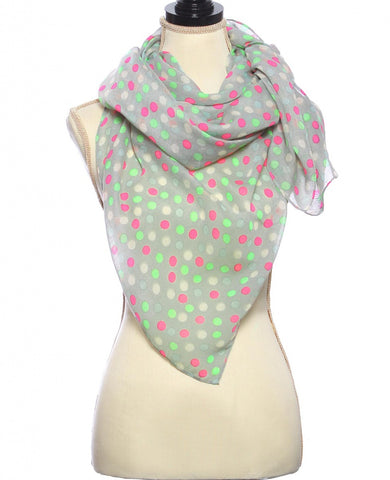 Pink and Green Polka Dot Scarf
