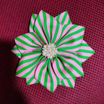 Pink and green striped corsage