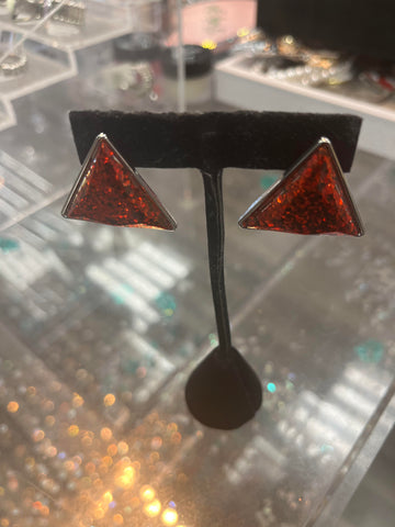 Delta Red triangle earrings