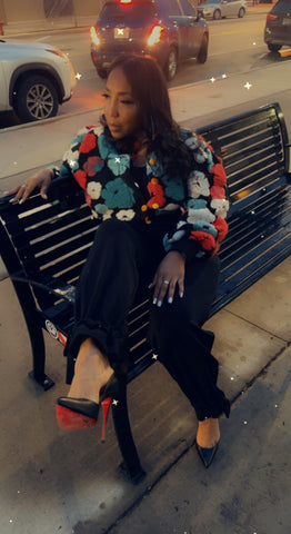Red and Teal  Flower Jacket