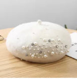 Rhinestone and pearl beret
