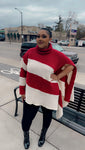Crimson and Cream one sleeve sweater