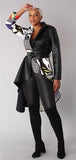 Mixed Media Vegan Leather Coat