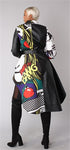 Mixed Media Vegan Leather Coat