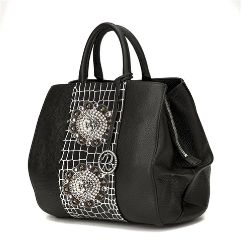 15178-2AW- Brown- Satchel W/ Crystal Concho