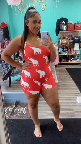Red Spaghetti Strap one piece pajama