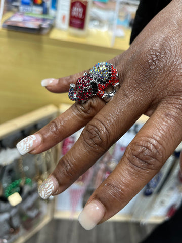 Red ele rhinestone ring