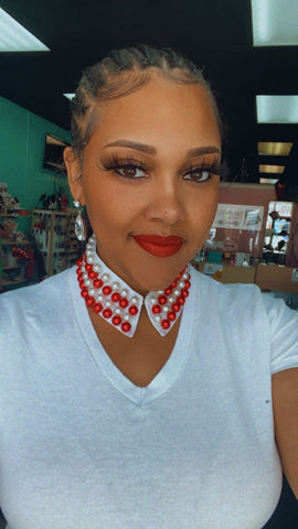 Red and White pearl collar