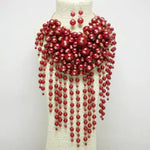 Red waterfall necklace set